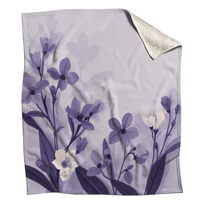 Purple Floral Illustration Blankets