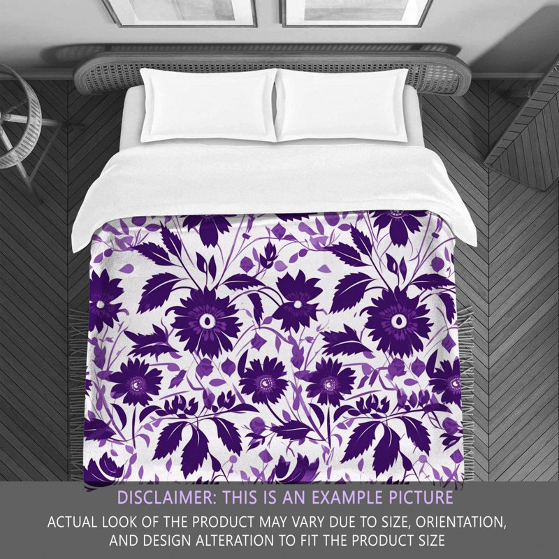 Machine Printed Comforter, King Comforter, Purple/White