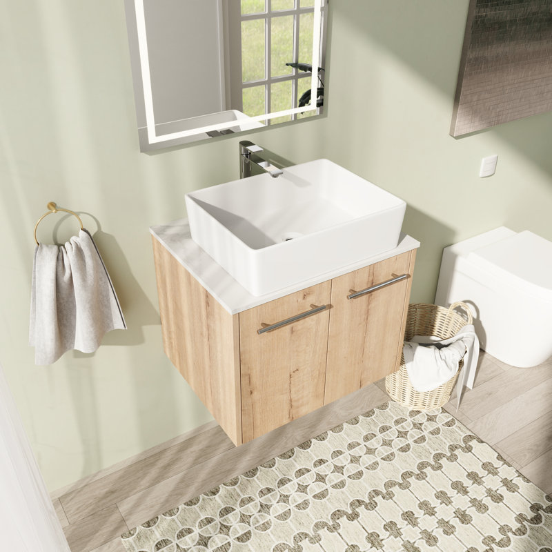 Meuble-lavabo simple mural 24 po avec comptoir en céramique 24 po