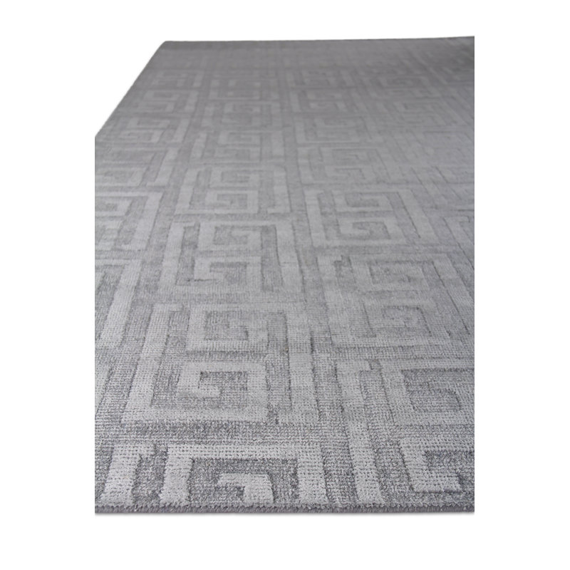 Samara Geometric Hand Loomed Synthetic Gray/Dark Gray Area Rug, Rectangle 10' x 14'