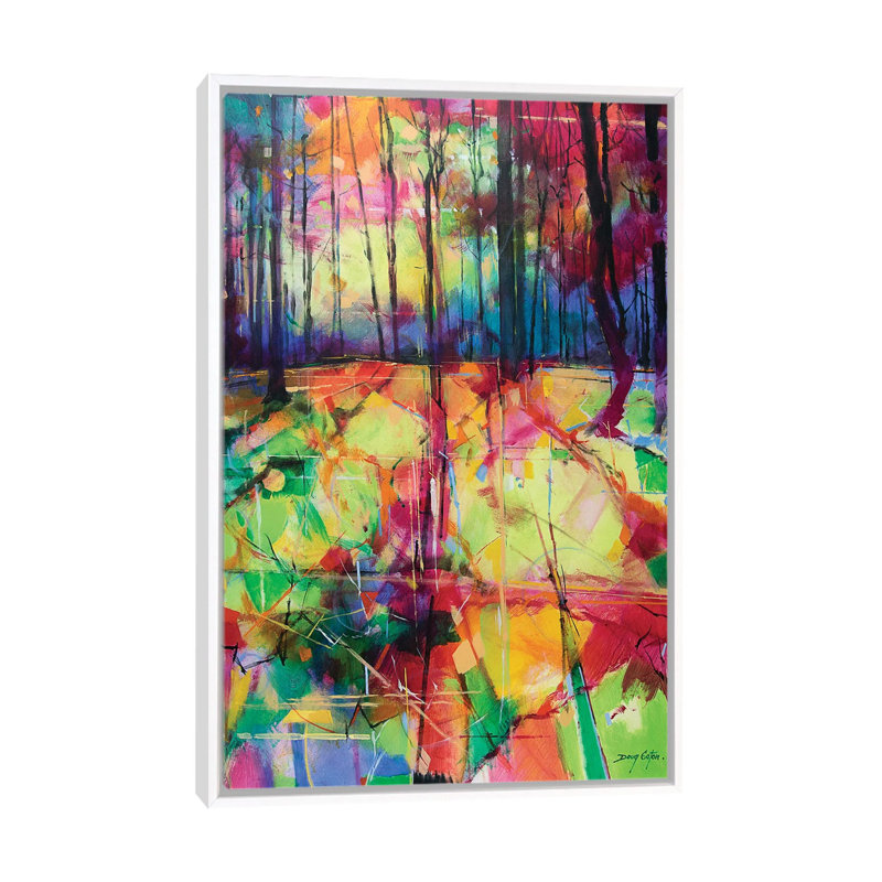Mile End Woods by Doug Eaton - Painting on Canvas, 101.6 cm H x 66.04 cm W, White Framed