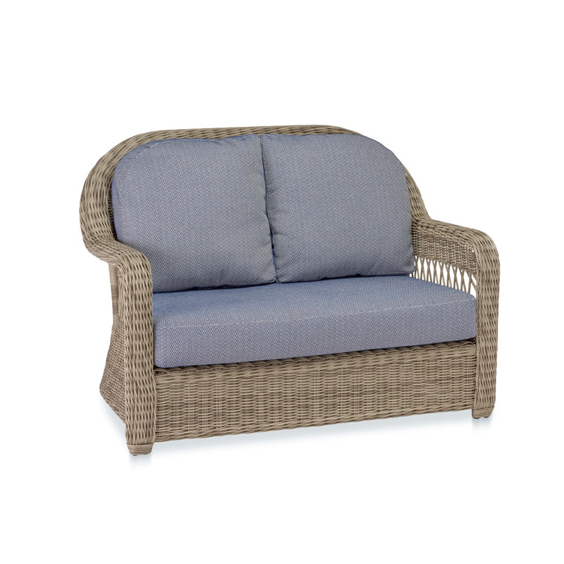Julia 51'' Wide Reversible Wicker Loveseat with Cushions, Sky