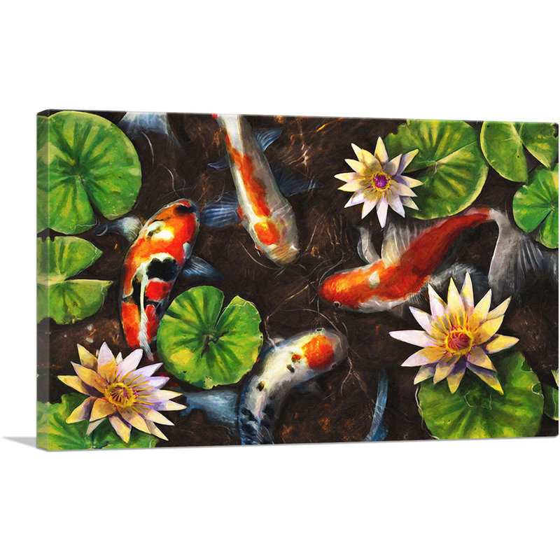 Reproduction d'art sur toile Koi Carp, H 12 po x l 18 po x P 0,75 po