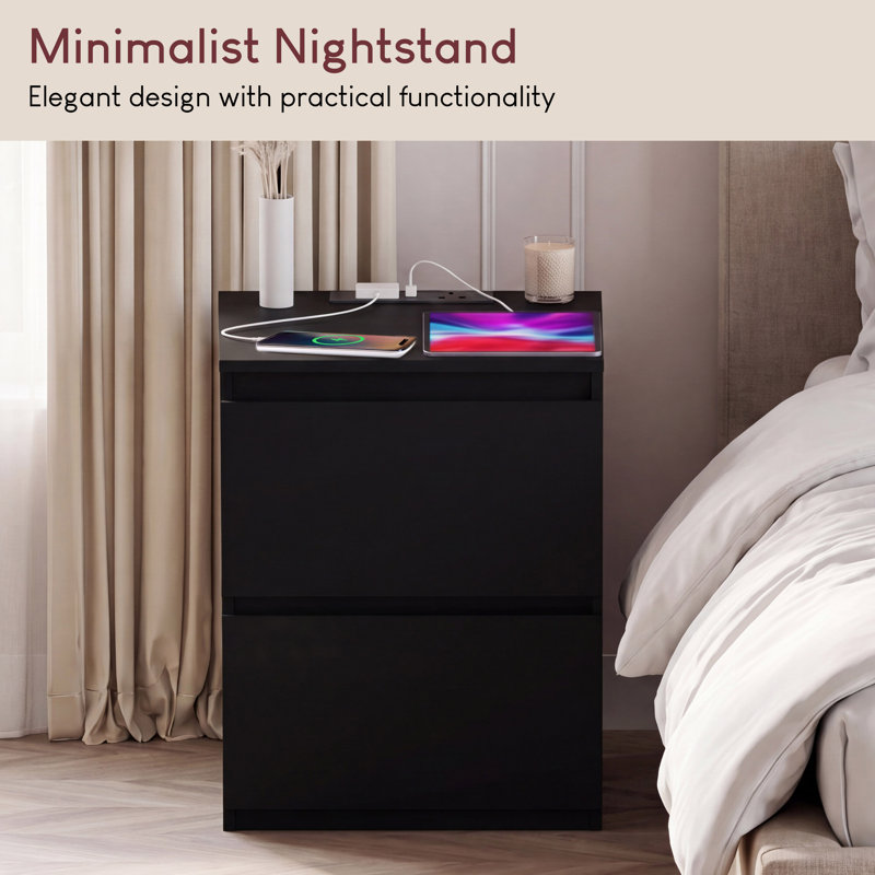 39.5 cm W Bedside Table, Black