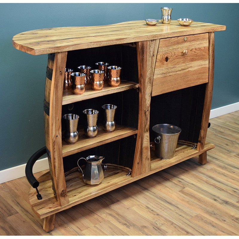 Arrisson 60'' Rustic Solid Wood Home Bar with Shelving