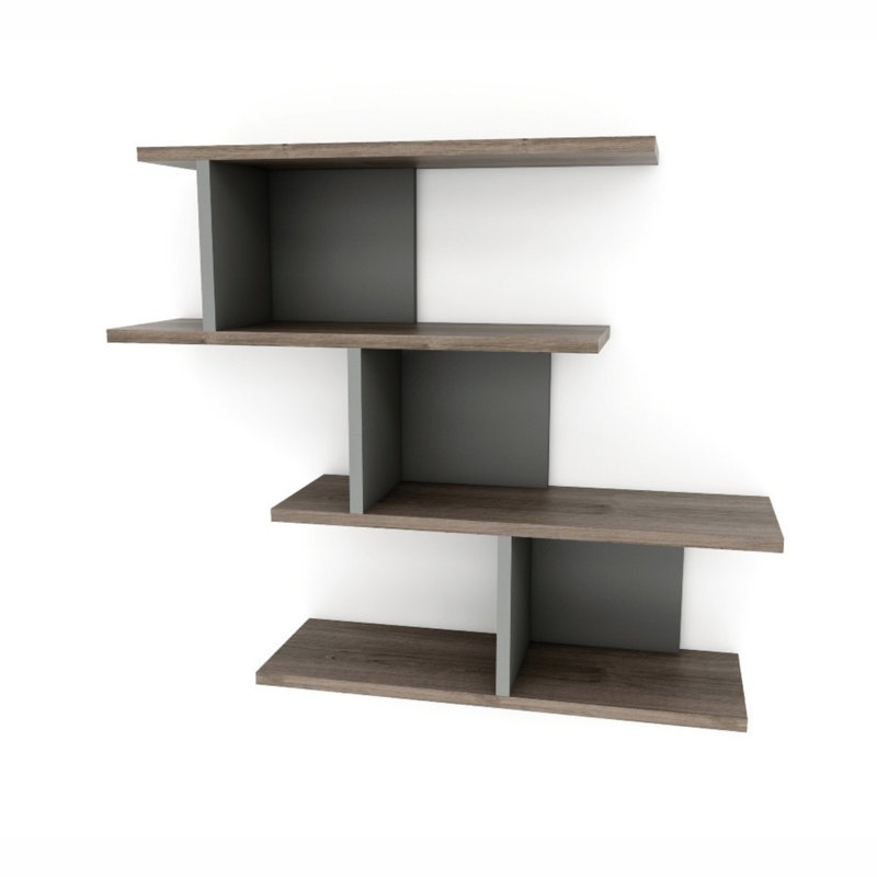 4 Piece Accent Shelf, Anthracite/Walnut
