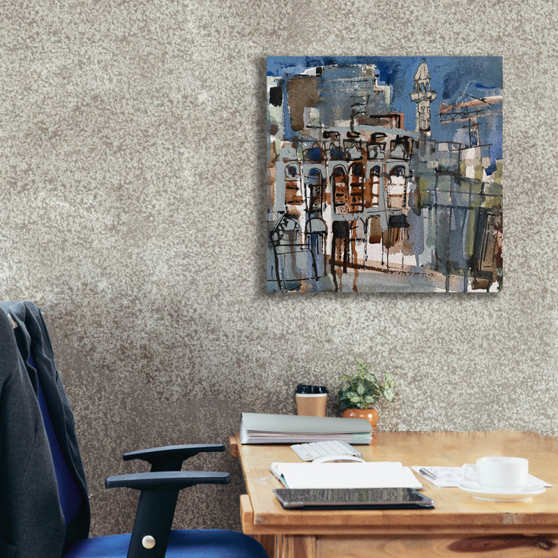  «City Crane 2» par Erin McGee Ferrell, art mural sur toile, 26 po x 26 po, H 26 po x l 26 po