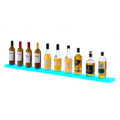 LED Lighted Liquor Bottle Display, 1-Tier Whiskey Rack, Supports USB, Illuminated Home Bar Shelf with RF Remote & App Control, 7 Static Colors, Acryli by Mercer41