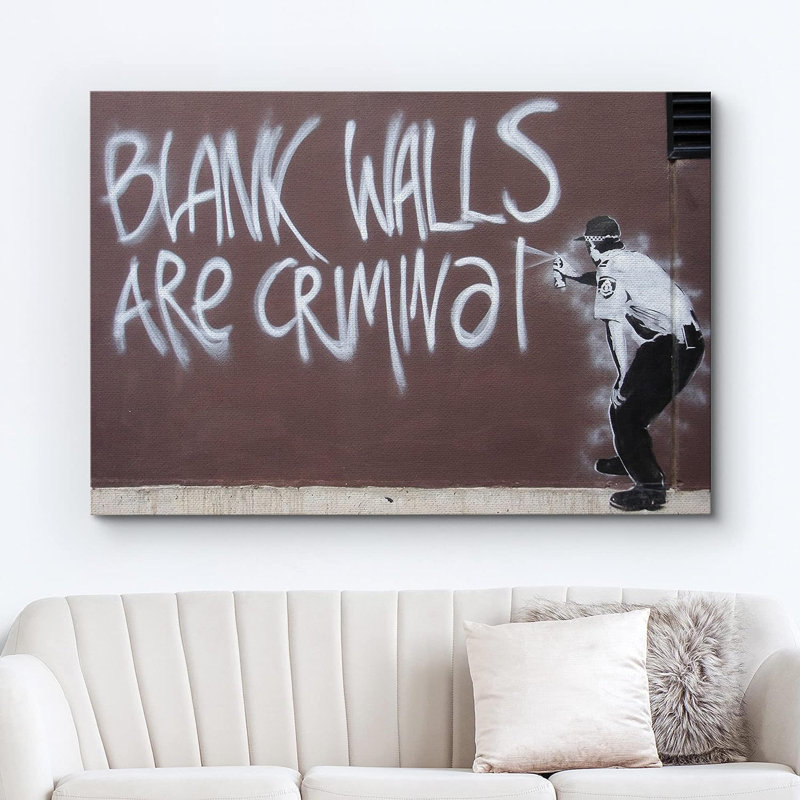 Art textuel Banksy, H 32 po x l 48 po x P 1,5 po, Toile tendue