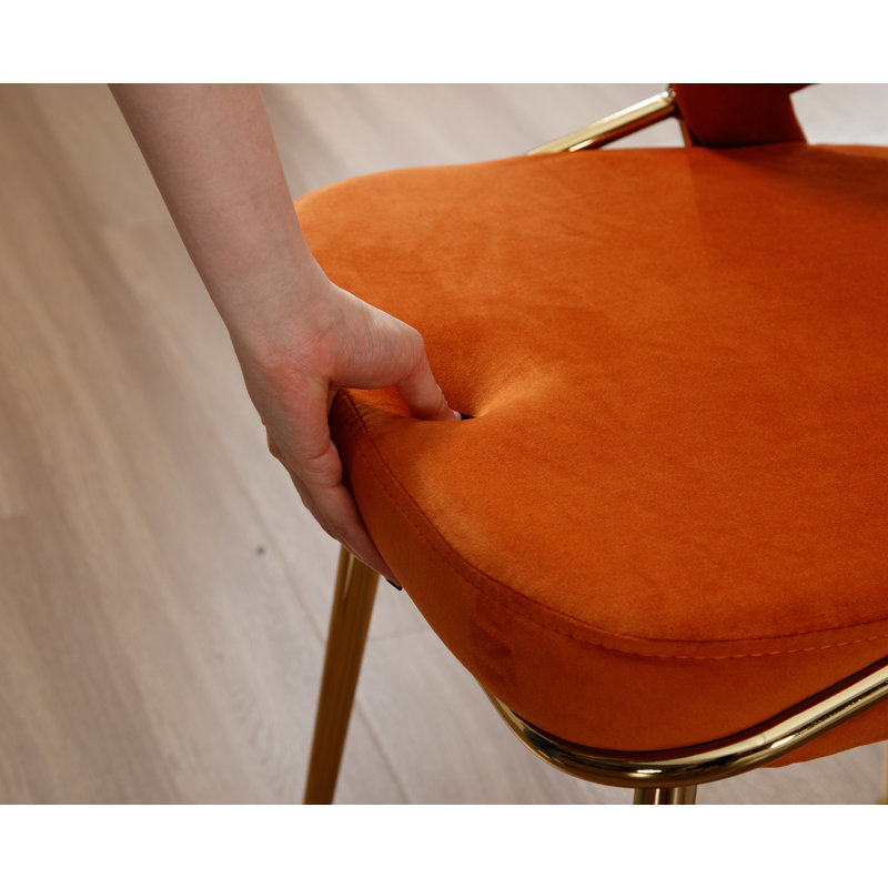 Ensemble de 2 chaises de salle à manger modernes et élégantes avec dossier et accoudoirs pour salle à manger et salon, Orange