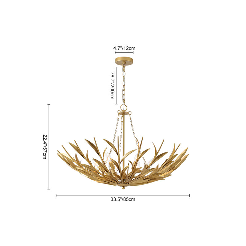 Mid-cenury Modern Oversized Branching Basket Leaf Chandelier
