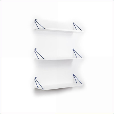 Floating Shelves Rustic Metal Wall-Mounted Triple Shelves Snow White &amp; | White | Metal