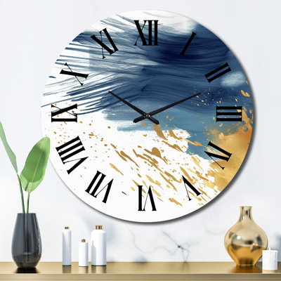 Horloge murale bleu foncé et or abstrait II - Fractals