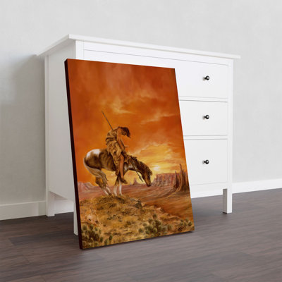 The Tribal Warrior Gallery Wrapped Canvas - Tribal Warrior Decor, Orange And Brown Home Decor