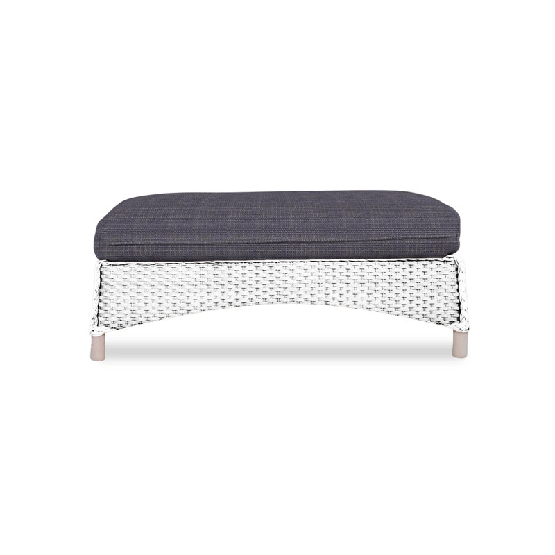 Mandalay Outdoor Ottoman, Consider Indigo, White