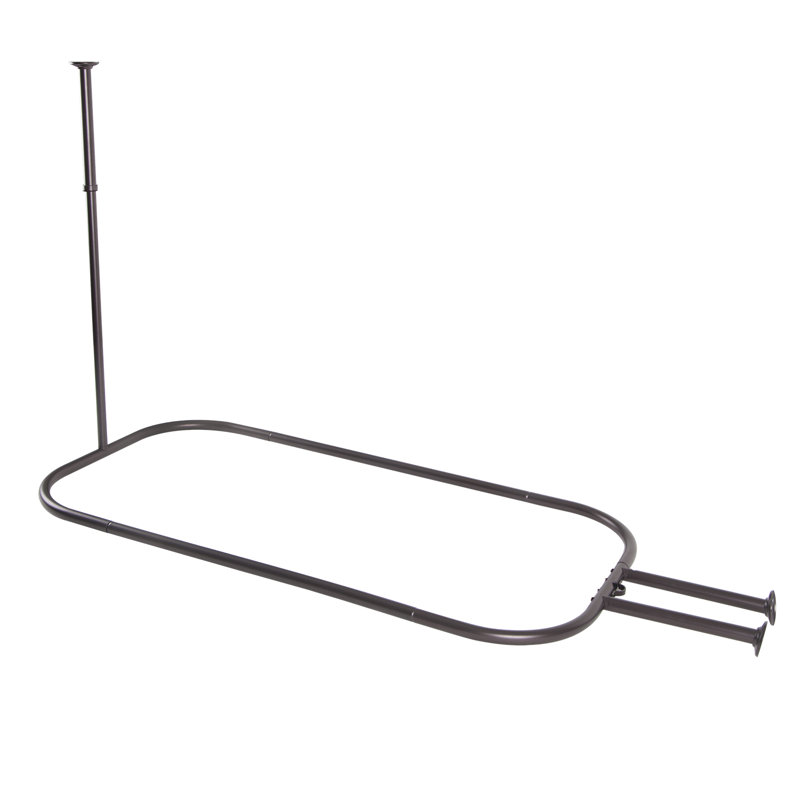 Oil Rubbed Bronze D-Shaped Ceiling Mounted Shower Curtain Rod Set