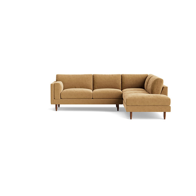 Skinny Fat Sectional, Performance Velvet - Nutmeg, Right Hand Facing