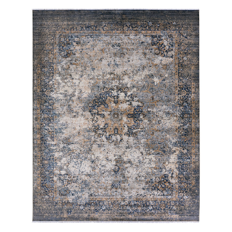 Tapis d'intérieur gris / bleu Finnuala, Rectangle 8 pi x 10 pi 6 po