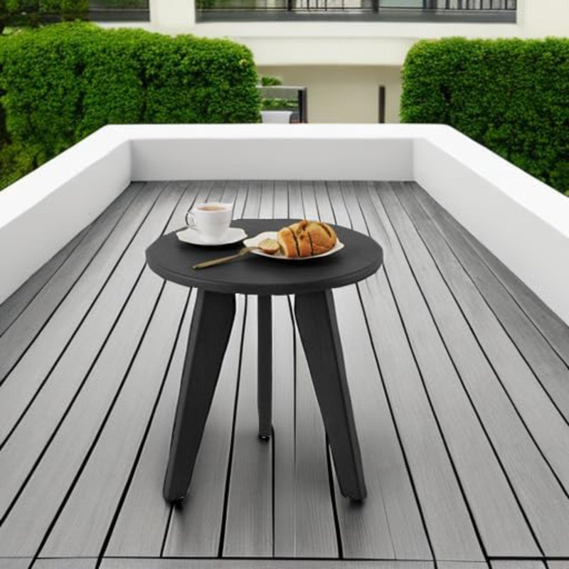 Outdoor Side Table, HDPE Outdoor Table, Small Round Side Table Weather-Resistant, Outdoor Side Tables For Patio, Porch, Deck, End Table For Plant Stand, Living Room, Bedroom,