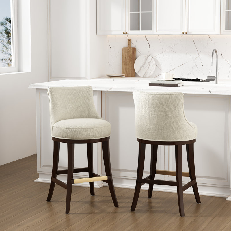 Tabouret de bar en chenille Lucia, Tabouret de bar (siège d'une hauteur de 29,4 po), Naturel, 1