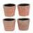 Set of 4 Orange and White Terracotta Planters with Geometric Patterns, Bohemian Plant Pots, for Succulents, Herbs, and Greenery, 5” x 5”