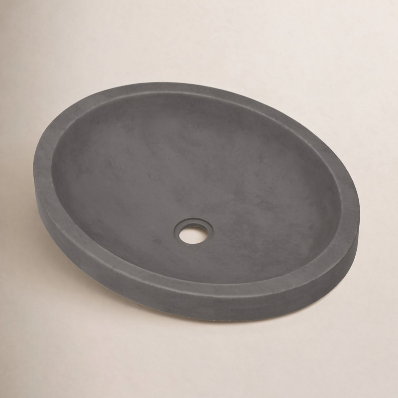Tolosa Stone Handmade Oval Drop-in Bathroom Sink, Slate