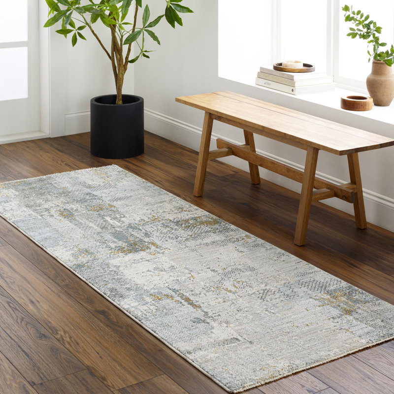 Delia Machine Woven Modern Olive Area Rug, Runner 2'7" x 7'3"