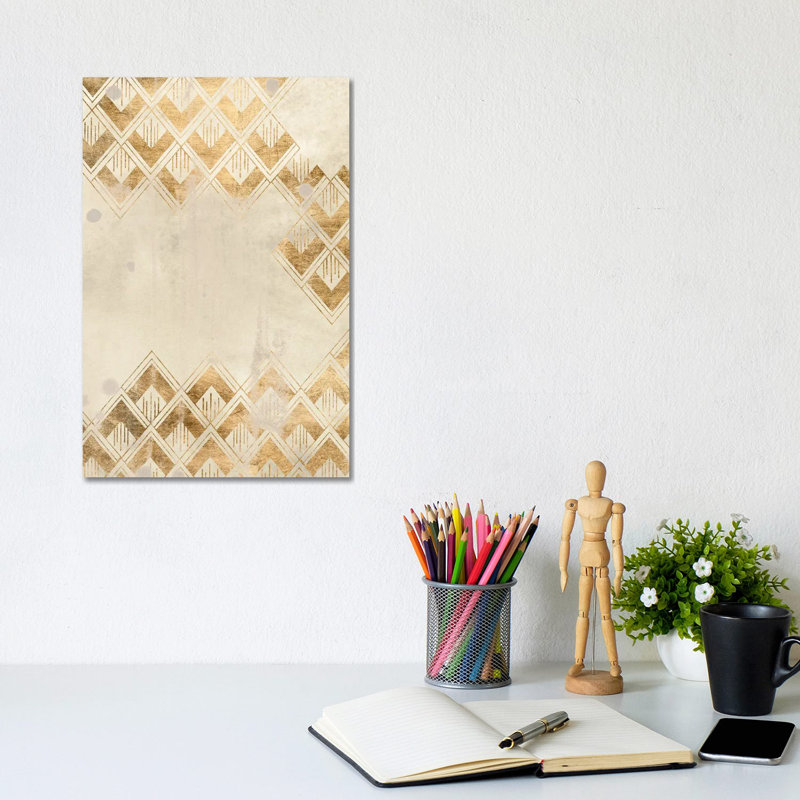 Deco Pattern In Cream III by June Erica Vess - Wrapped Canvas Painting, 30.48cm H x 20.32cm W