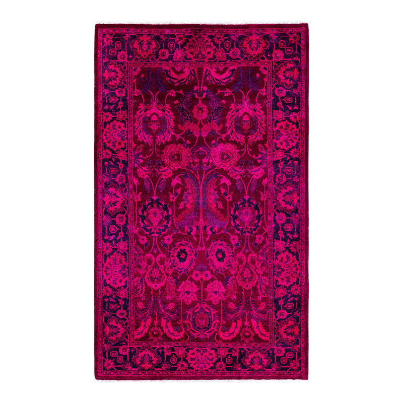 Kyoto One-of-a-Kind 3' 2" X 5' 2" New Age Rectangular Wool Area Rug Pink