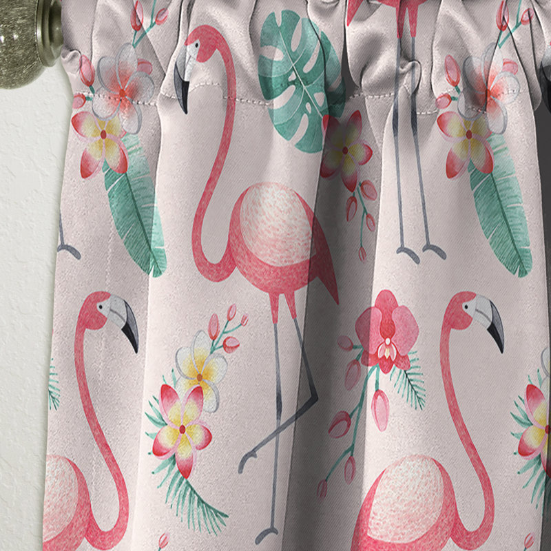 Panneau de rideau simple occultant Mid-Century Tropical Botanicals, Flowers And Flamingo I - Abstract, L 52 po x L 108 po