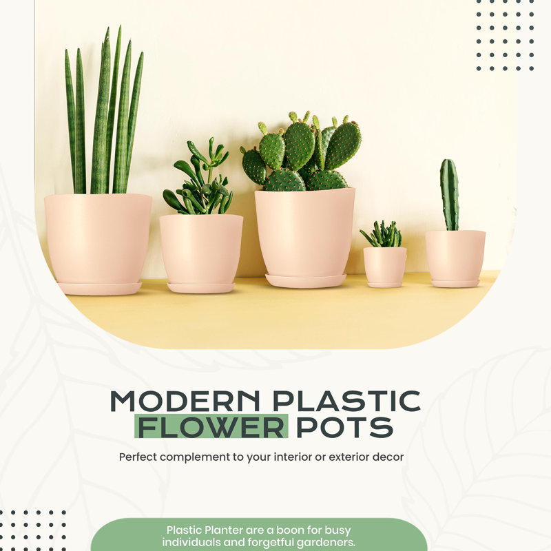 Plant Pots Indoor with Drainage, Peach Pink