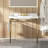 36" Bathroom Console Sink, Wall-Mounted Ceramic Vanity Basin With 3 Pre-Drilled Faucet Holes, Freestanding Stainless Steel Support Legs With Towel Bar-1365840834-1365840892