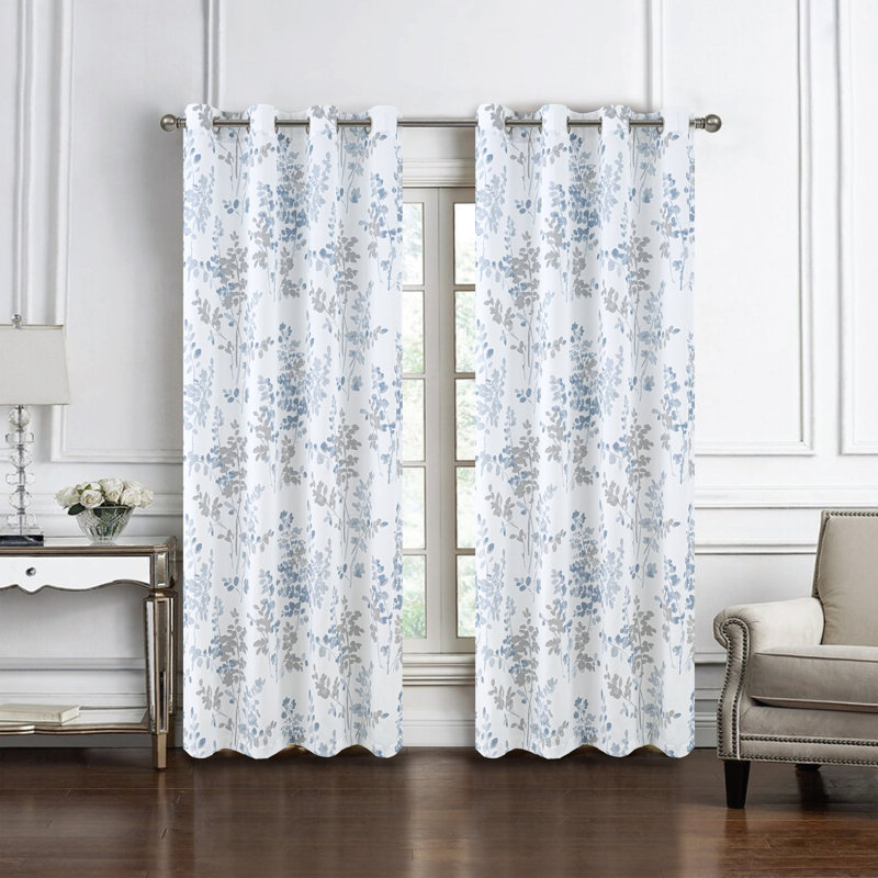 Panneau à œillets texturé bleu 84 po Aiden, Bleu, 84"