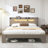 Wood Platform Bed Frame With Storage LED Light Headboard And 2 USB , Noise Free,No Box Spring Needed And Easy Assembly Tool,Large Under Bed Storage-2139011067-2139011068