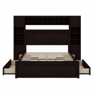 Bed With All-In-One Cabinet, Shelf And Sockets,Drawers