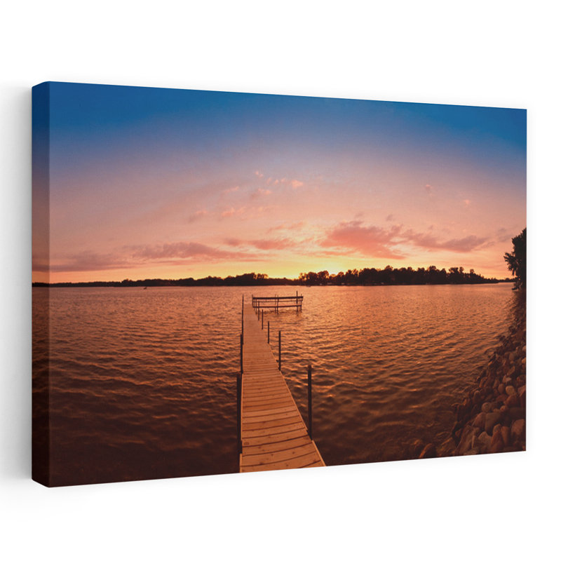 Jetée dans un lac, lac Minnetonka, Minnesota, États-Unis, paysage contemporain abstrait, art, H 24 po x l 36 po