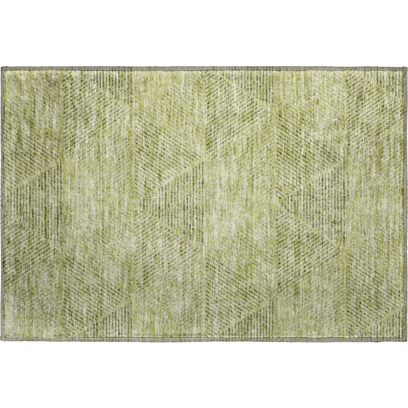 Premium Machine Washable Prisco Aloe Rug, Rectangle 1'8" x 2'6"