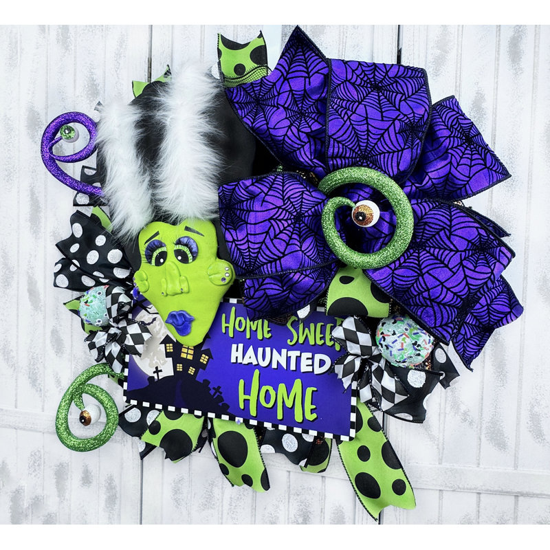 Couronne d'Halloween Deluxe Bride Of Frankenstein Home Sweet Haunted Home