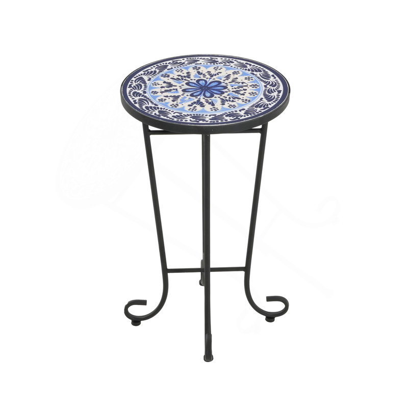 Patio Side Table,Blue+Black