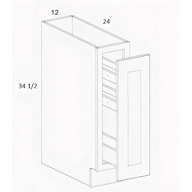 Base Pull Out Spice Rack Shaker Kitchen Cabinet 6"/9"/12"W x 34.5"H x 24"D, 12", Noyer érable