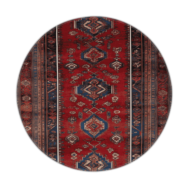 Tapis d'intérieur et d'extérieur brun Persian, Rond 5 pi