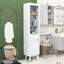 Grande armoire de rangement autoportante pour salle de bain avec tablettes réglables, conception anti-basculement et tiroir cannelé-489581115