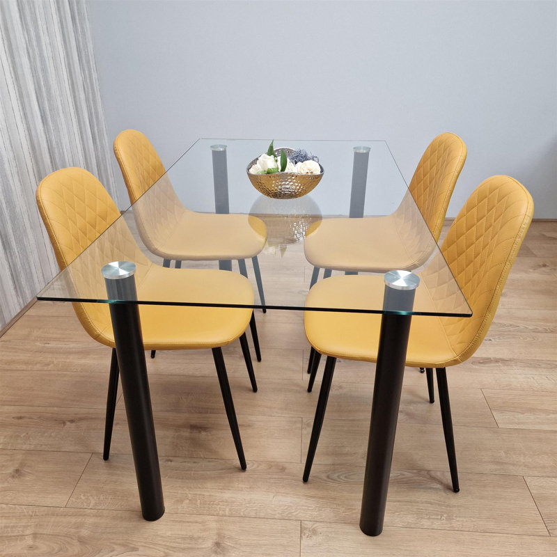 Charlice 4 - Person Dining Set, 75 cm H x 140 cm L x 80 cm W
