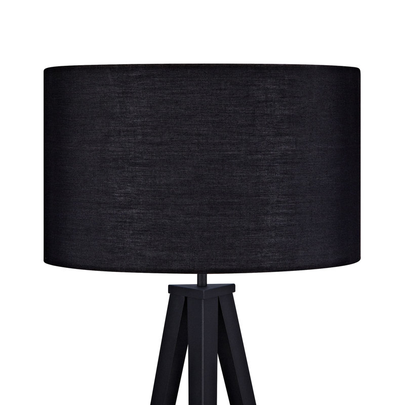 Cardone 60" Tripod Floor Lamp with Drum Shade and Foot Switch – Black, Black