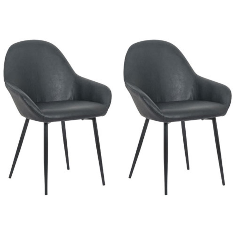  Chaise de salle à manger en cuir avec accoudoirs 