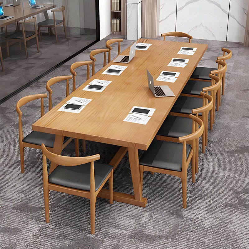 Table longue 78,74 "moderne et simple en bois massif brun, H 29,53 po x L 78,74 po x l 31,5 po