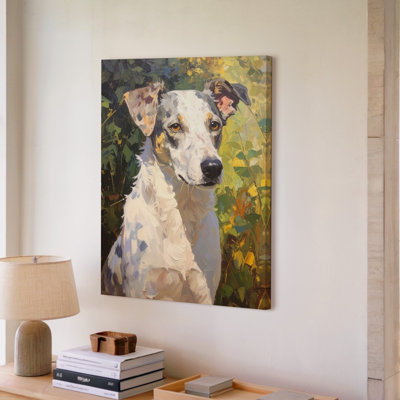 A Soft Impressionistic Painting Of A Dog Canvas With White And Gray Fur Standing Against A Wall Art Premium Quality Ready To Hang Modern