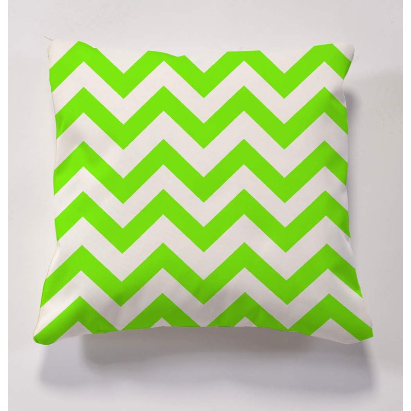 Askegard Indoor / Outdoor Chevron Square Cushion, Lime/White