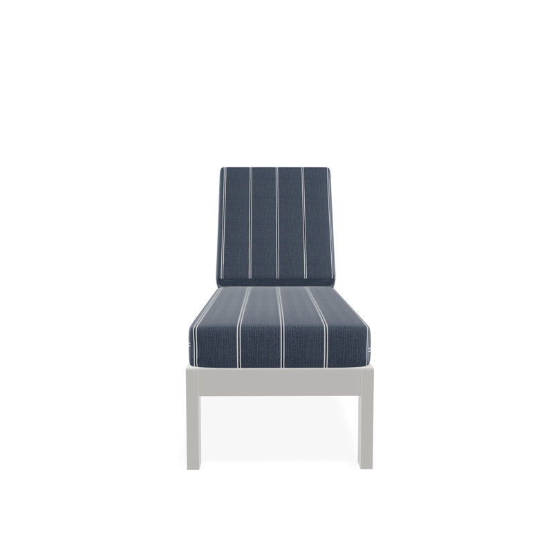 Chaise longue sans accoudoirs en polyester à 3 positions Leeward, Neige, Chambray Copeland
