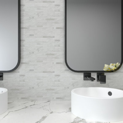 11,6 po X 5,9 po Dosseret composite pelez et collez en marbre brillant (20 tuiles / 9,46 pieds carrés / caisse)